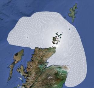 Mesh used for numerical simulation of the tidal stream power resource of the Pentland Firth [1]